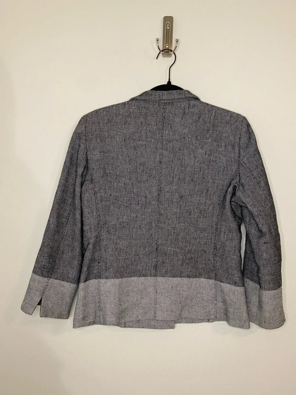 MaxMara Gray Two-Tone Women's Blazer Cotton Linen Jacket 3/4 Sleeve 8